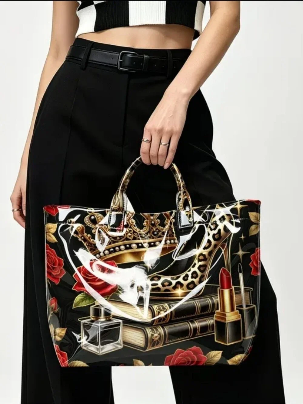 Women Red Lipstick Shoulder Tote Bag